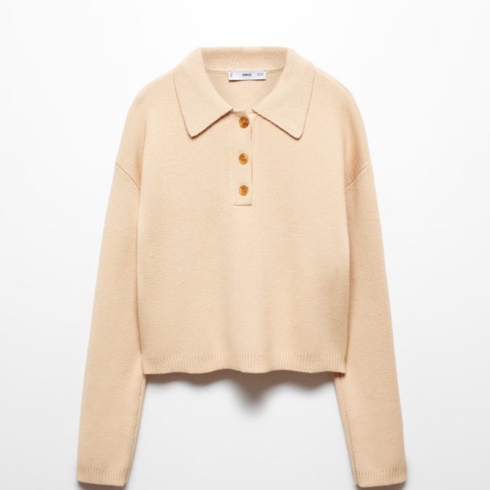 MANGO Buttoned collar knit sweater